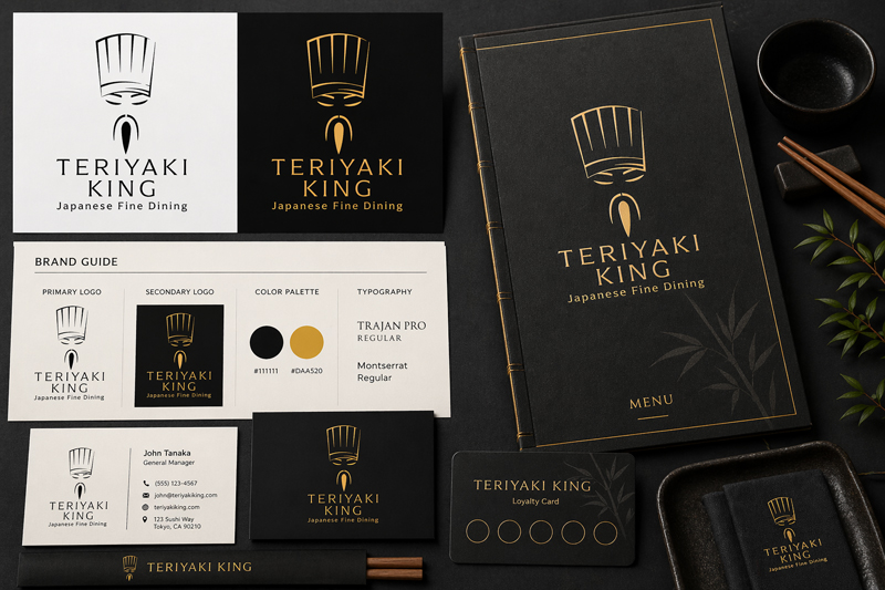 Teriyaki King restaurant branding and menu design