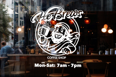HeBrews Window Sign Mockup